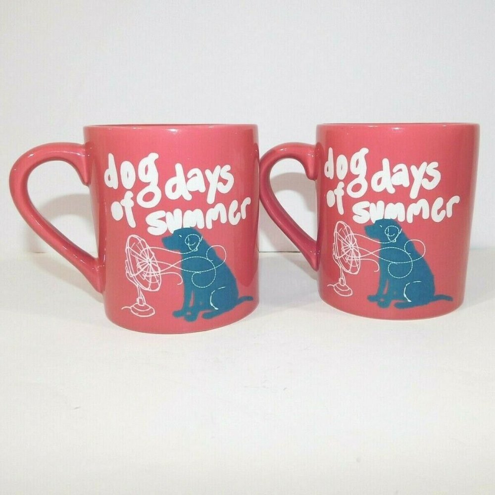 Set of 2 Hatley Dog Days of Summer Mug Pink Puppy Fan  UNUSED